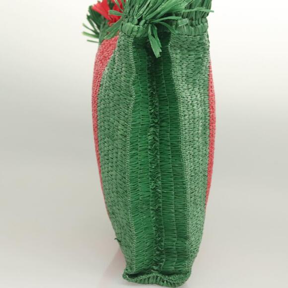 GUCCI Hand Bag Straw Green Red - Picture 4 of 16